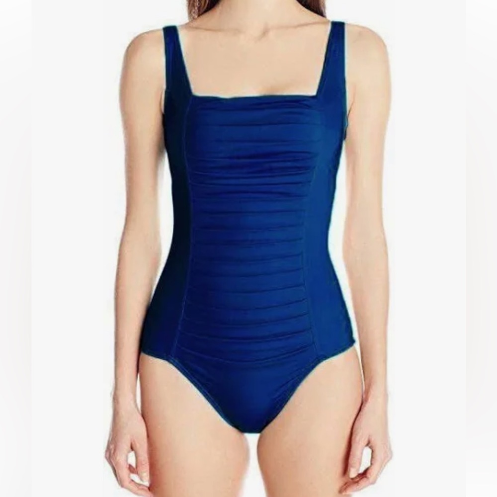 Royal Blue Calvin Klein Ruched One Piece Swimsuit (8)